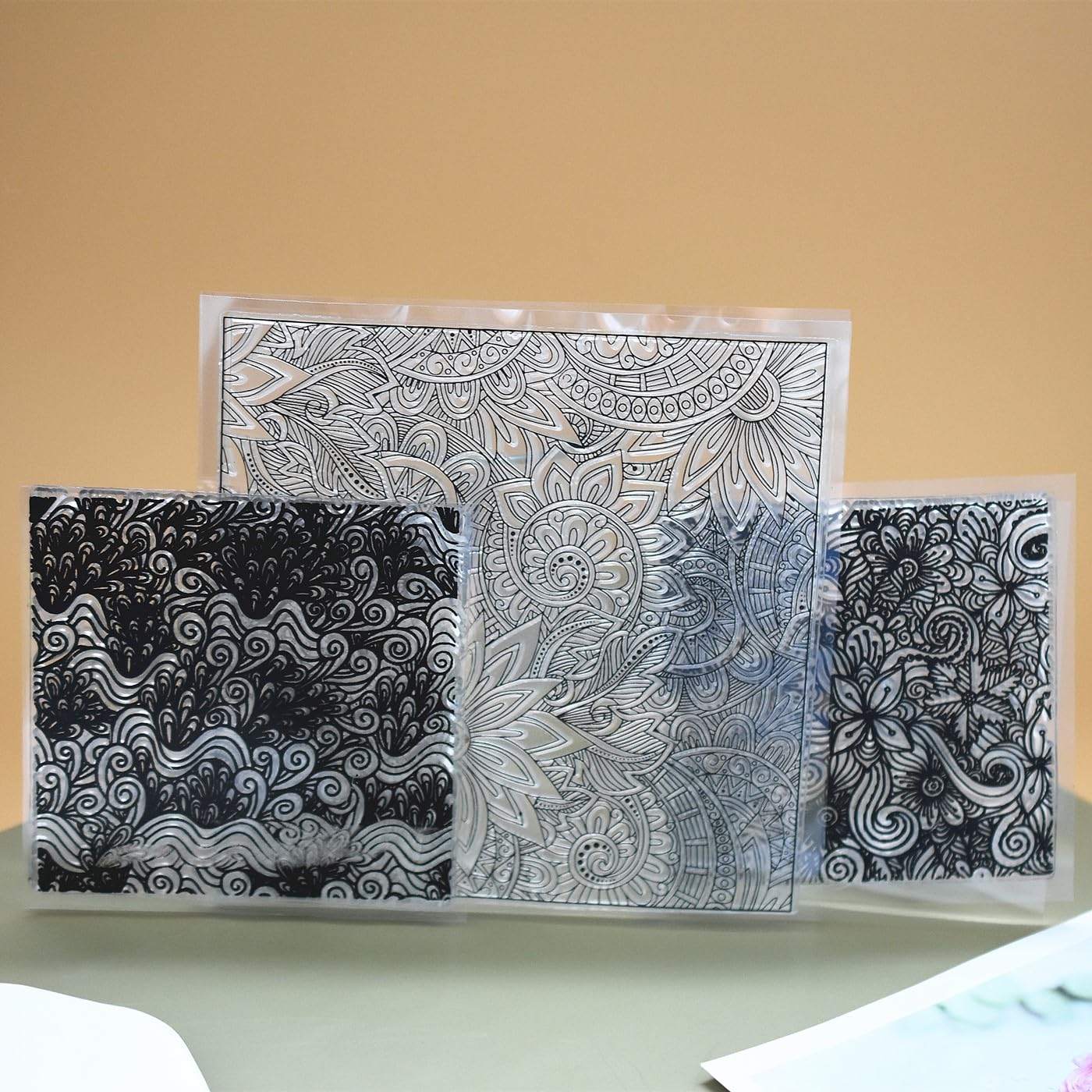 Premium Silicone Texture Stamp Sheets for Polymer Clay Jewelry and Clay Earrings - Set of 3 Floral and Unique Patterns - Easy to Use and Clean (Group 1)