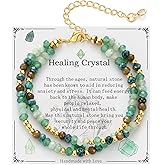 Nymerianoble Healing Crystals Green Bracelets for Women, Chakra Bracelets Birthday Gifts for Her Sister Natural Stone Bracelet Stress Relief Gifts