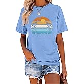 TAKEYAL Women Los Angeles Graphic T Shirts California Letter Print Short Sleeve Tee Loose Casual Tops