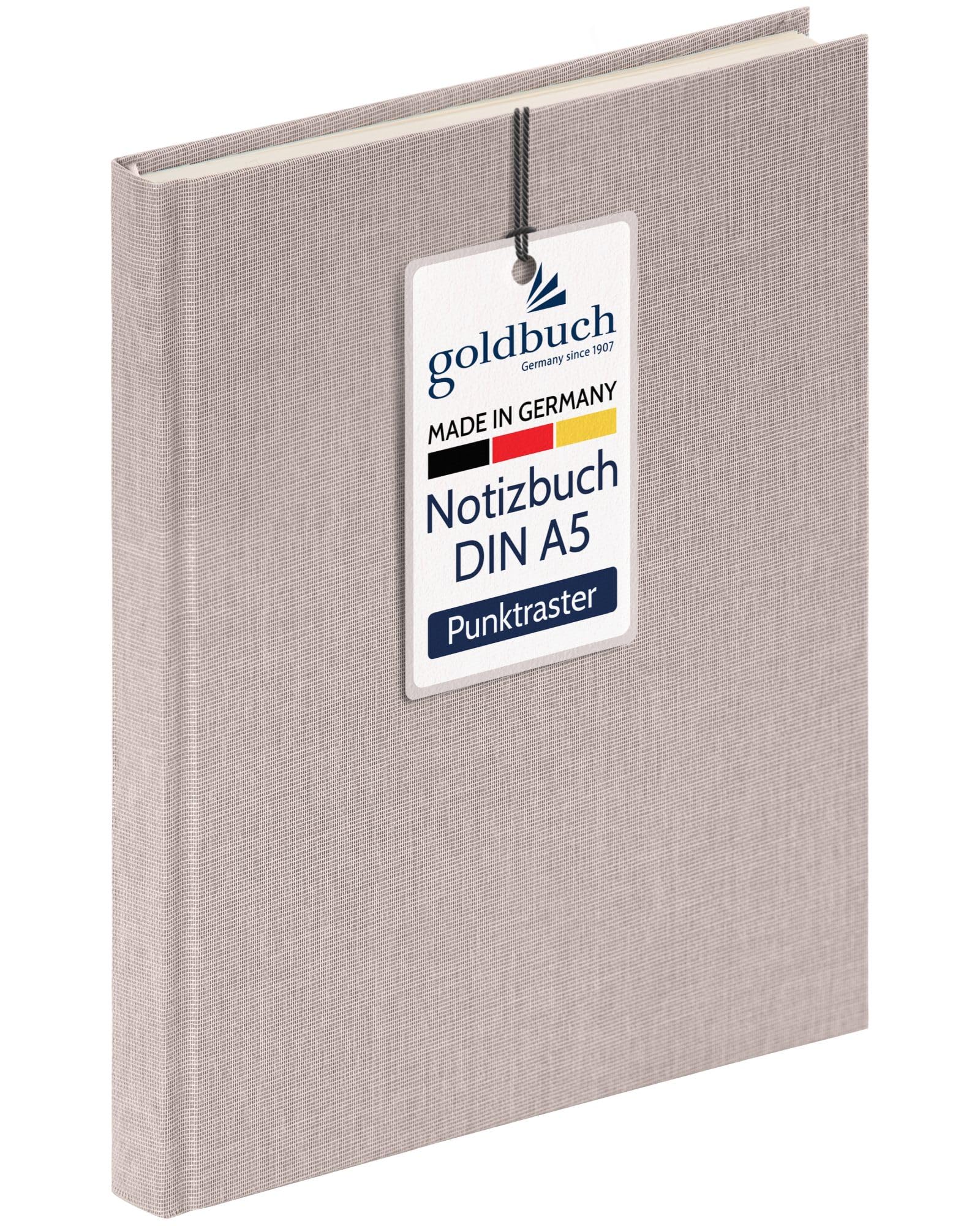 goldbuch 64 0103 Linen Notebook Summertime Note A5, Bullet Journal with 200 Pages Dotted Cream Paper 100 g/m², Acid-Free & Ink-Proof, Hardcover Notebook with Bookmark & Thread Binding, Beige