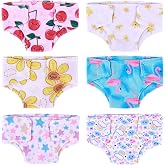 BABESIDE Reusable Baby Doll Diapers 6 Pieces, Fits Up to 15 Inch Dolls | Baby Doll Accessories for Pretend Diaper-Change Play, Washable Doll Diapers With Fun Patterns for 12-15 Inch Dolls