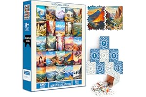 DRCURN National Park Puzzle Advent Calendar 2025 for Adults & Teens, 1000 Pieces Retro National Park Posters Jigsaw Puzzle Christmas Countdown Calendar Gift for Nature Lovers