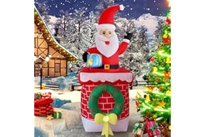 HZGDEJTG 8ft Christmas Inflatable Outdoor Decorations, Swiveling Chimney Old Man Snowman Inflatable Yard Decoration with Swiveling LED Lights for Indoor Outdoor Patio Garden Christmas Decoration