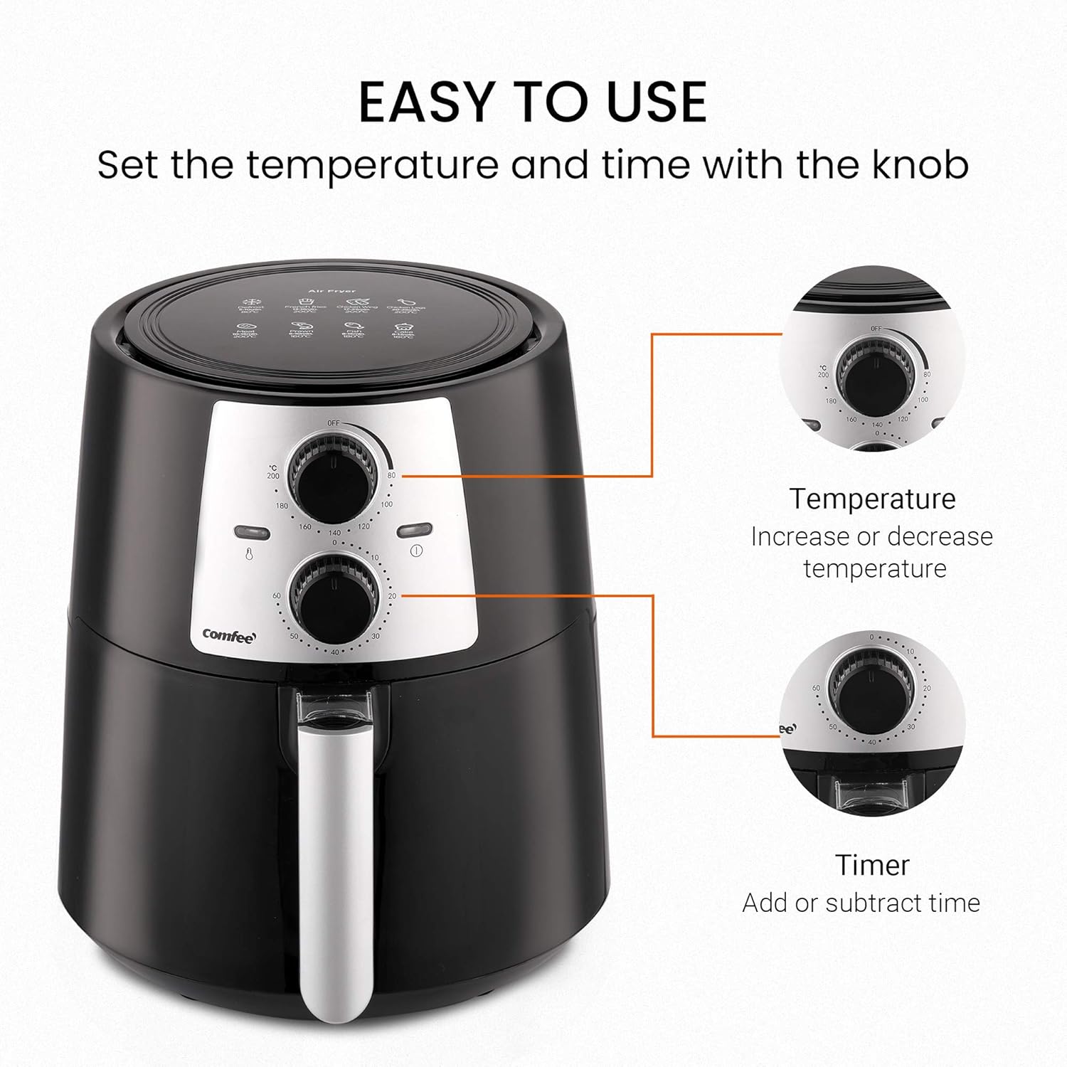 COMFEE’ Air Fryer for Home Use 3.5L, Healthy Oil Free Cooking, Baking