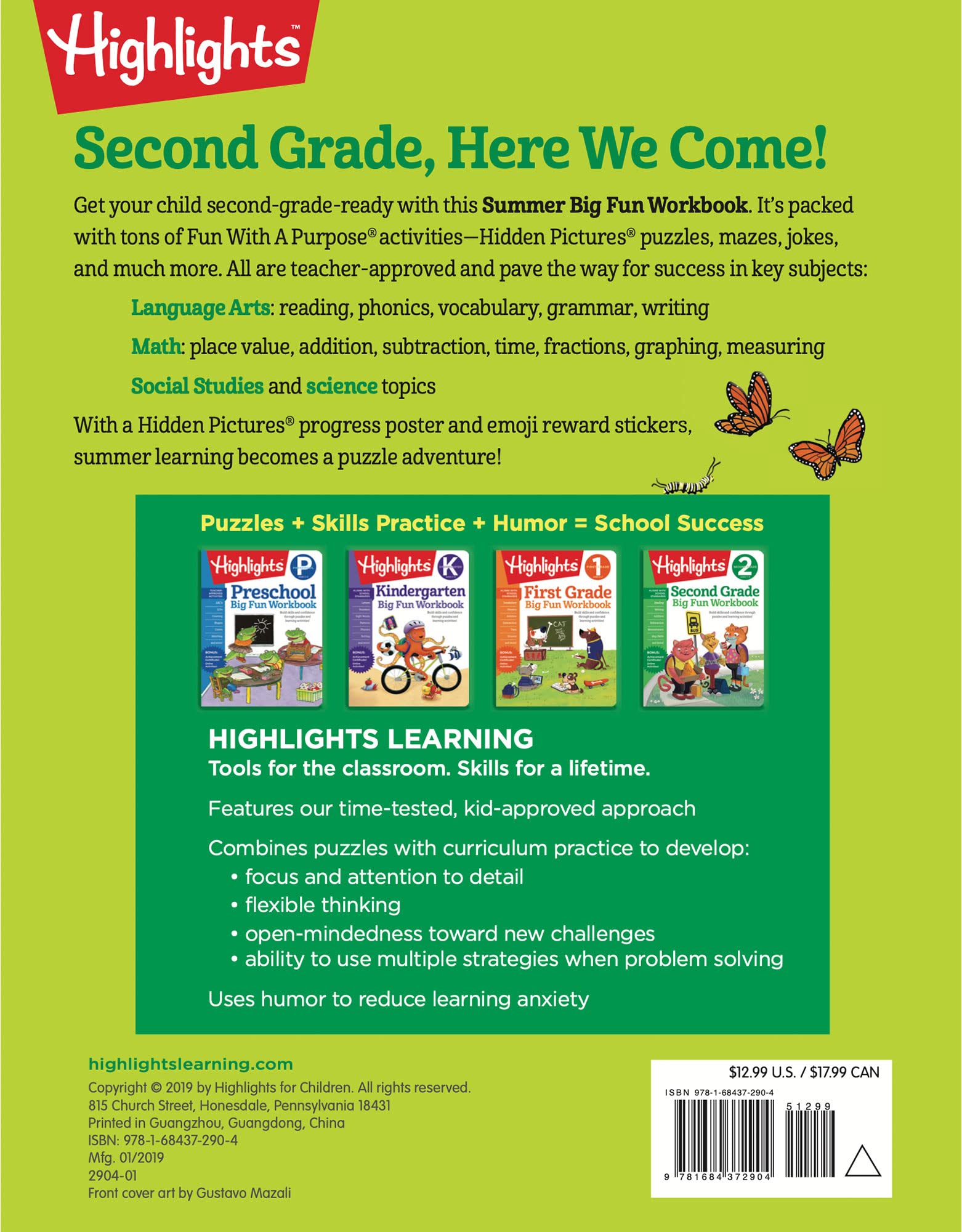 Summer Big Fun Workbook Bridging Grades 1 & 2: Summer Before Second Grade Prep Workbook for Spelling, Reading Comprehension, Language Arts and More (Highlights Summer Learning)