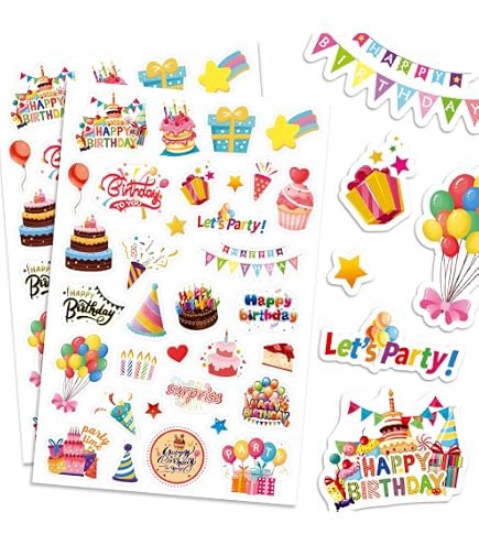 Scrapbook Stickers For Kids 12 Sheets Happy Birthday Stickers - 6 ...
