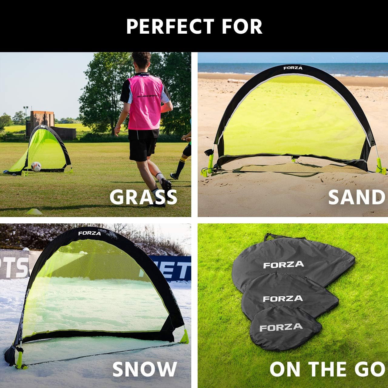 FORZA Flash Pop-Up Soccer Goals [Pair] – Portable Pro Soccer Nets [2.5ft, 4ft & 6ft] : Sports & Outdoors