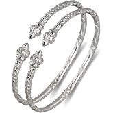 Better Jewelry Torch Ends .925 Sterling Silver West Indian Bangles, 1 pair
