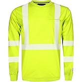 BOCOMAL FR Hi-Vis Shirts 6oz Lightweight High Visibility Reflective Flame Resistant/Fire Retardant Shirt Men's Safety Shirts