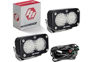 Baja Designs S2 Pro Black LED Auxiliary Light Pod Pair (Work/Scene; Clear)