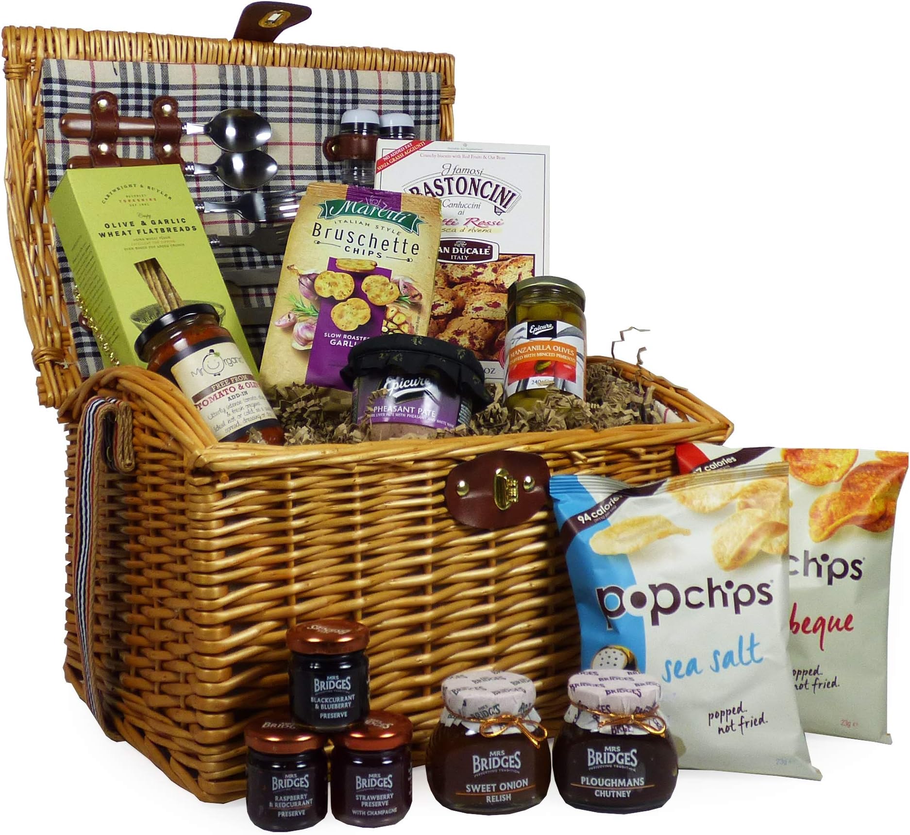 Highgrove 2 Person Picnic Basket with Food Selection - Gift Ideas for Christmas, Valentines, Birthday, Wedding, Anniversary, Business, Corporate and Congratulations Present
