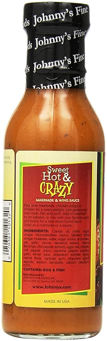 Amazon Com Johnny S Sweet Hot And Crazy Marinade And Wing Sauce 12 Ounce Pack Of 6 Grocery Gourmet Food