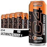 C4 Ultimate Sugar Free Energy Drink 16oz (Pack of 12) | Orange Cream | Pre Workout Performance Drink with No Artificial Colors or Dyes