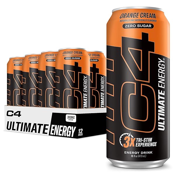 CELLUCOR C4 ULTIMATE | PRE WORKOUT SUGAR FREE ENERGY DRINK | TRI-STIM EXPERIENCE WITH 300MG CAFFEINE + TEACRINE + DYNAMINE | ORANGE CREAM| 16OZ (PACK OF 12)