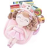 Gloveleya Toddler Girls Backpack for Kids with Soft Toys Plush Curly Ballerina Doll Pink 9 Inches