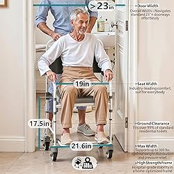 Littneo Bedside Commode with Wheels, Shower