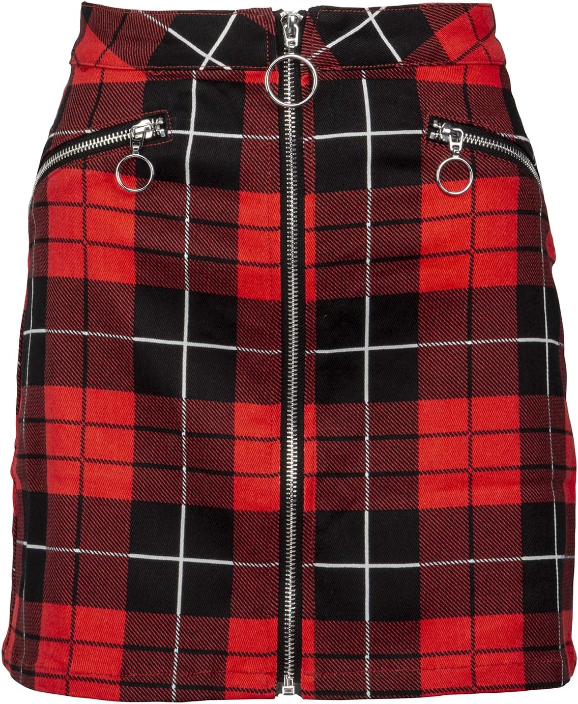 Womens Red and Black Plaid Tartan Punk Rock Mini Skirt