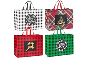 Heetobcos 8PCS Extra Large Christmas Gift Bags, 16.9"×12.6"×7.1",Reusable Christmas Tote Bags with Handle Non-Woven Christmas Bags for Gifts