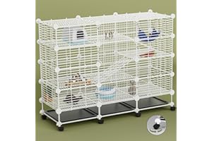 STILLCOVE Large Guinea Pig Cages Indoor: 4-Tier C&C Rabbit Cage Small Animal Cage on Wheel with Removable Tray for Bunny Hamster Ferret Rat Chinchilla Hedgehog