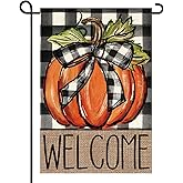 Subacy Happy Thanksgiving Garden Flag Vertical 12x18 Inches Double Sided Fall Style Garden Flag,Turkey Fall Garden Flags for Harvest Autumn Yard Outdoor Decor