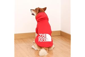 JizahPET Dog Hoodie,Comfortable, Soft and Breathable Fashion Dog Sweatshirt,Trendy Dog Hoodie Face,for Small, Medium and Large Dogs (Red, X-Large(Chest: 23'', Back: 15''))