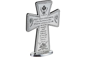 Cathedral Art (Abbey & CA Gift First Holy Communion Standing Message Cross, 3-Inch, Pewter, 1.50" x 2.25"