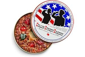 Collin Street Bakery Military Fruitcake (1 lb 14 oz) in Collectible Gift Tin - 2021G Regular Size 7” Cake with Pecans, Cherries, Papaya, Raisins, & Honey