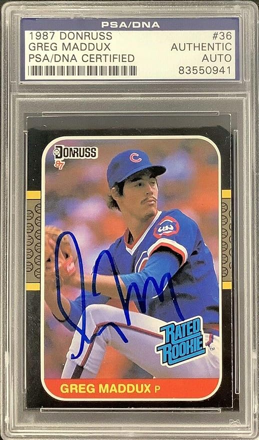 Greg Maddux Signed 1987 Donruss Rated Rookie Card RC 36