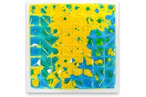 Onyoloy Textured Sensory Liquid Tile - Set of 1 Square Lava Tile, Sensory Mat for Ages 3 to Adult, Measures 12" x 12", Textured Sensory Lava Mat, Yellow Blue.