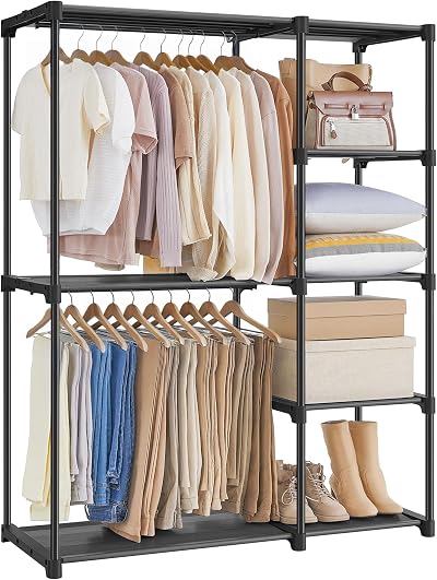 SONGMICS Freestanding Wardrobe, Foldable Closet, 43x112x165cm, Black