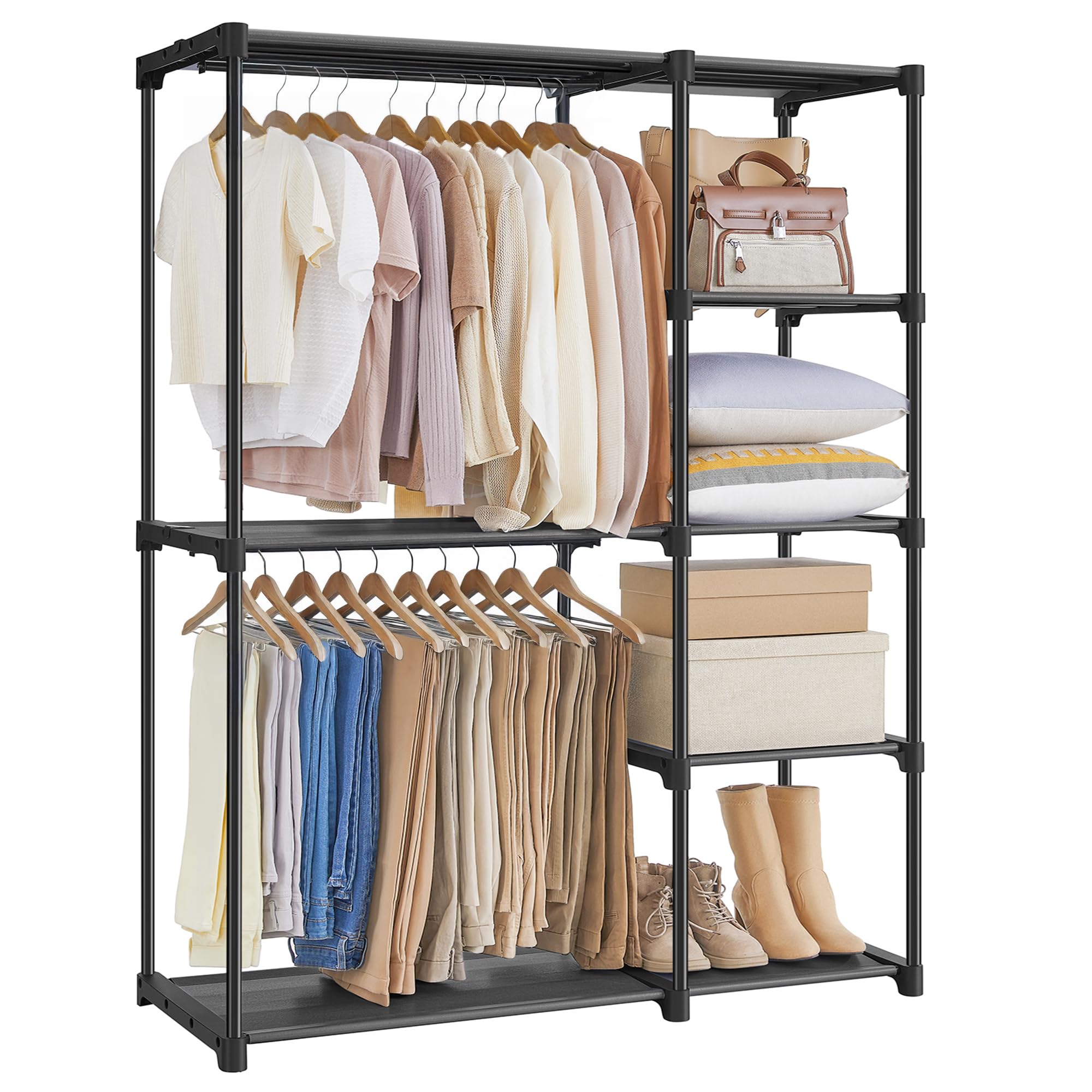 Photo 1 of SONGMICS Freestanding Closet Organizer, Portable Wardrobe, Clothes Rack, Stable, Black URYG24BK