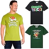 The Grinch Gifts Christmas T Shirts for Men, Teens, 3 Pack Crew Neck Tees, Tshirt Lounge Wear Dr Seuss Holiday Gifts for Men