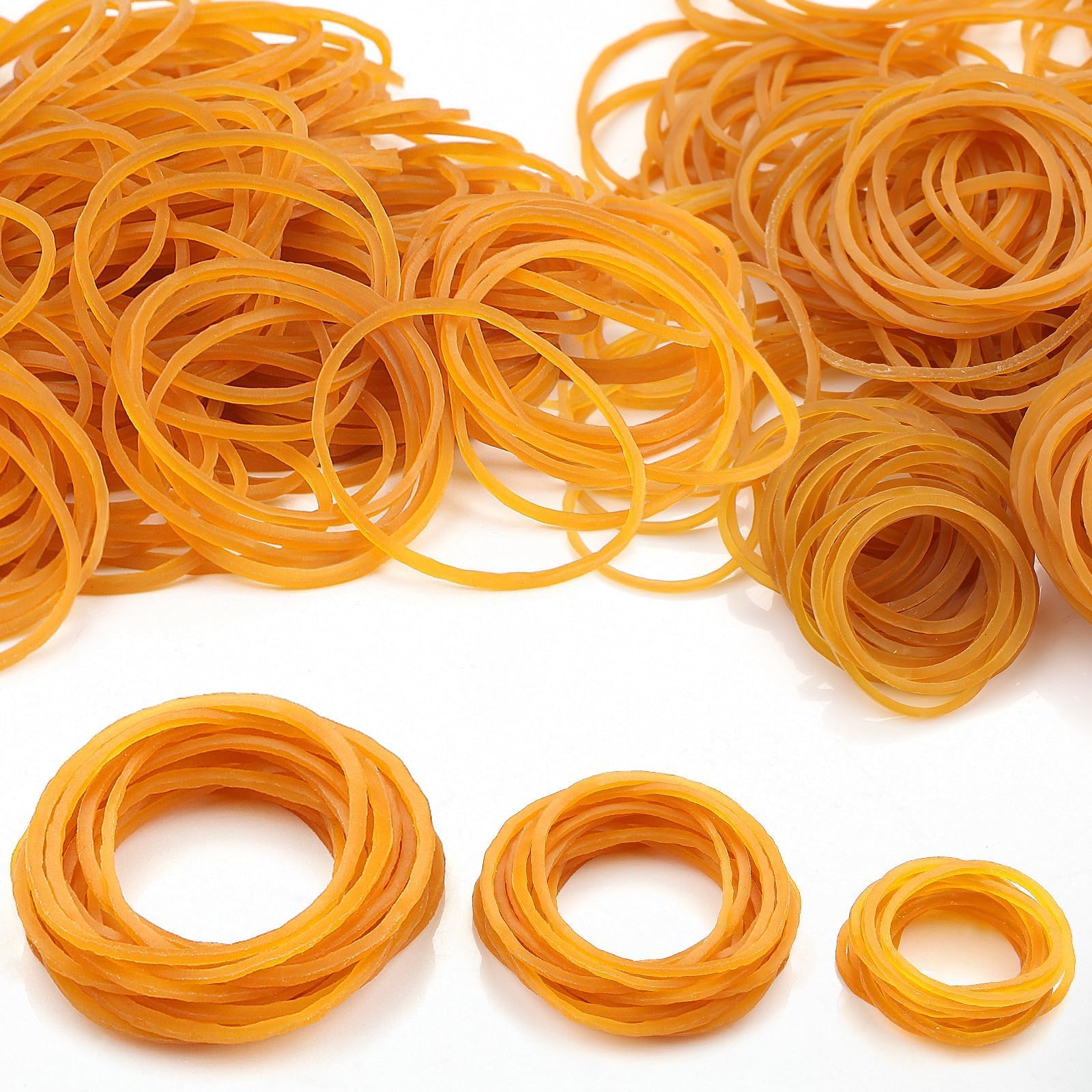 600pcs Yellow Rubber Bands Natural Elastic Bands Heavy Duty Strong Elastic Bands Thick 200g Rubber Band Stretchable Rubber Bands Assorted Sizes 25mm 38mm 50mm for Home School Office Money Bands