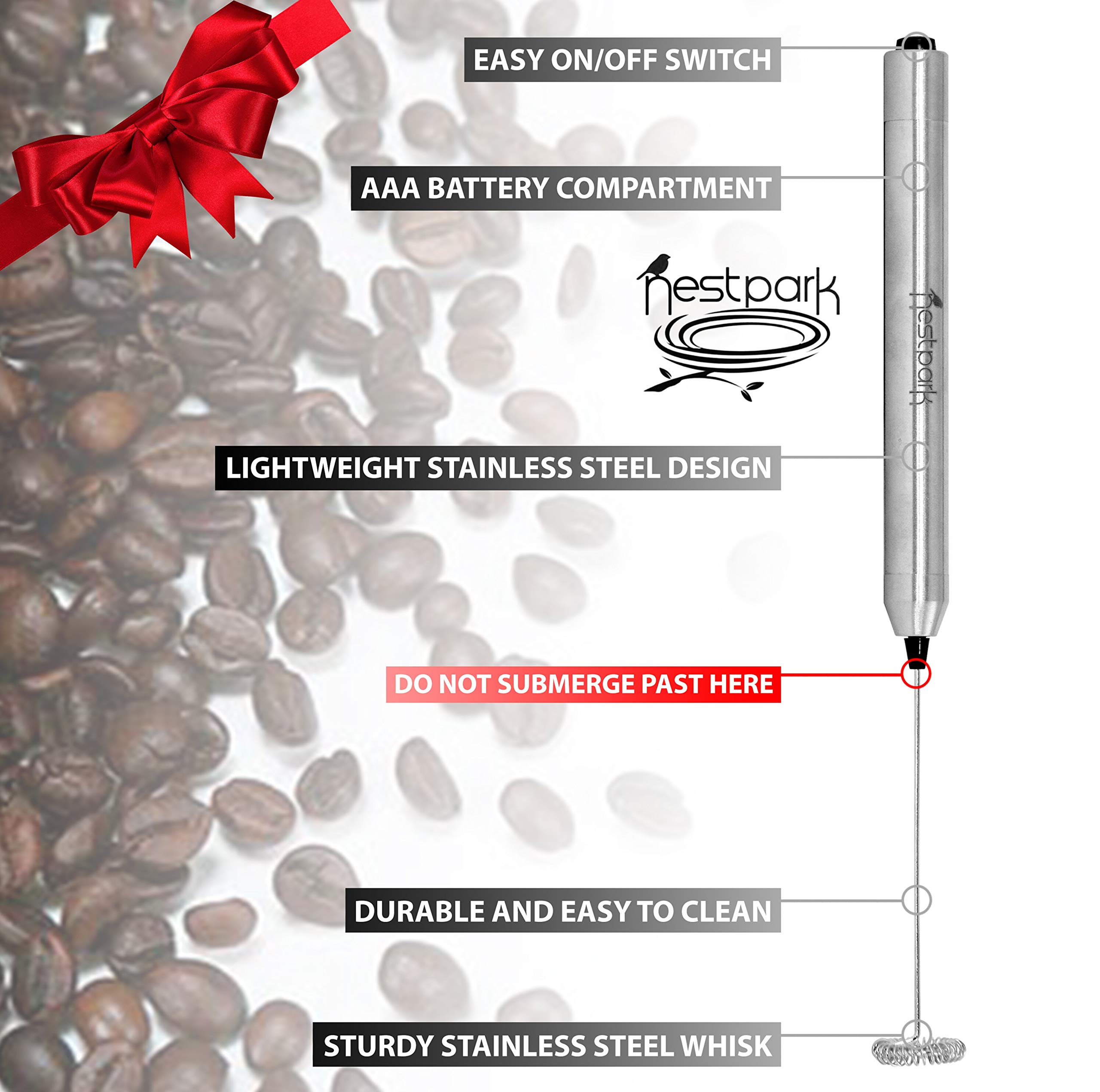 Nestpark Portable Drink Mixer And Milk Frother Wand Small HandHeld