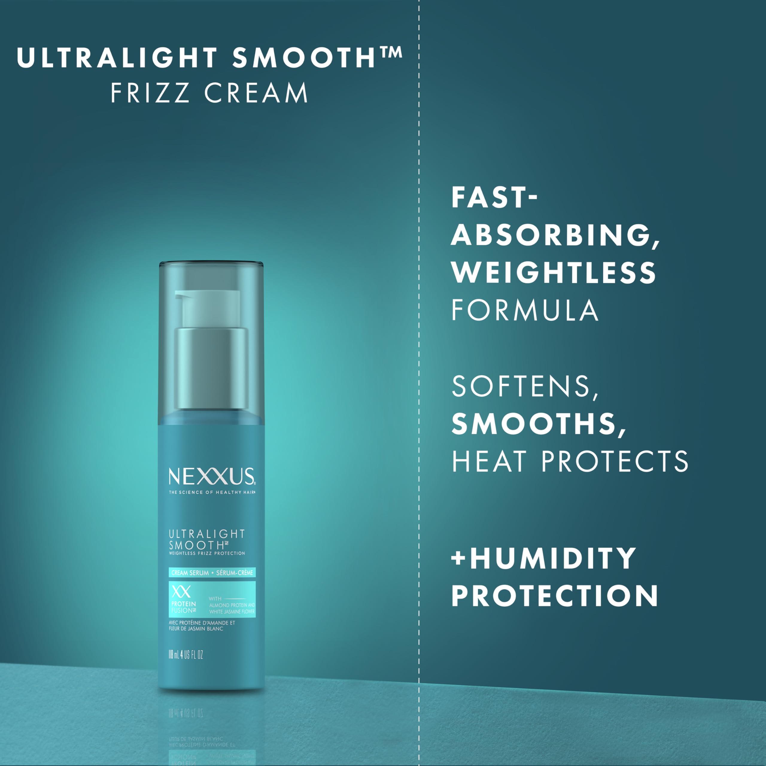 Nexxus Ultralight Smooth Frizz Defy Cream Serum for Frizzy Hair 4 fl oz | Dry Hair Treatment
