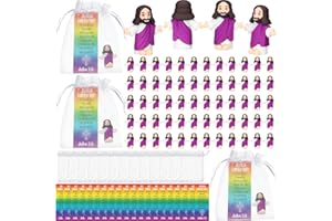 Barydat 75 Sets Mini Jesus Figurines Easter Toys Little Tiny Jesus Figures with Scripture Prayer Cards and Organza Bags Religious Gifts Party Favors for Church Hide Sunday School Baptism(Purple)