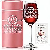 Misaidou 50th Birthday Gifts for Her 50th Birthday Decorations 1976 Gifts for Women Gift for 50 Year Old Back in 1976 Old Time Information Vintage 18 oz Stemmed Wine Glass