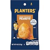 PLANTERS Honey Roasted Peanuts, Plant Based Protein Snacks, 4 Oz (12 Ct) | Roasted Sweet &amp; Salty Nuts Snack Packs. 0g Trans Fat. Bag. Snacks for Adults. Party Mix, Party Snacks