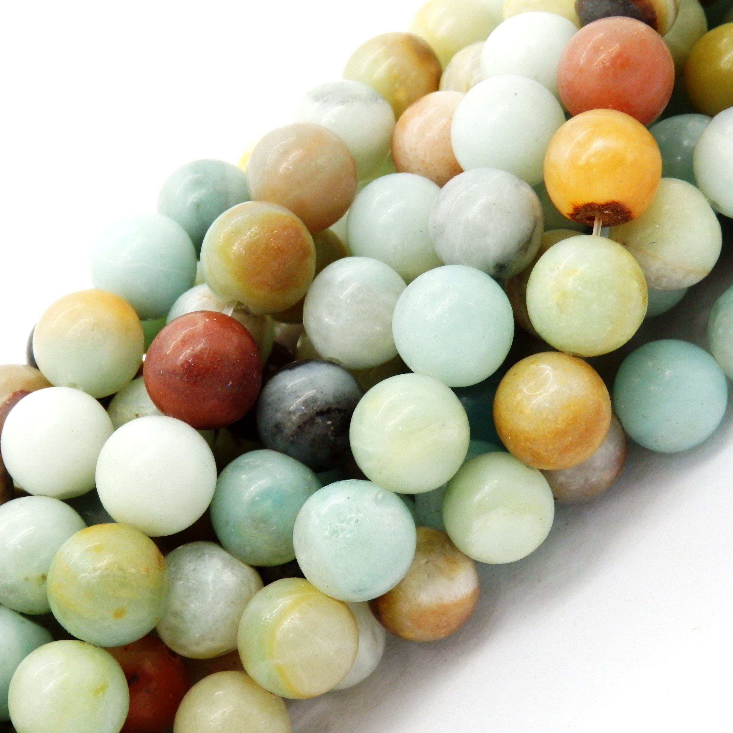 Fukugems Gemstone Beads for Jewelry Making, Sold per Bag 5 Strands Inside (Mix-Color Amazonite, 8mm)