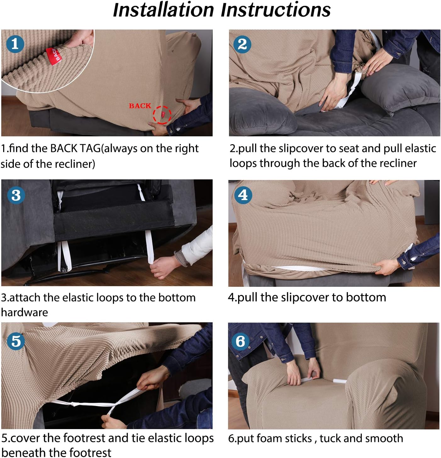 BellaHills Stretch Recliner Cover Recliner Chair Covers for Living Room Recliner Chair Slipcover with Side Pocket - Image 4