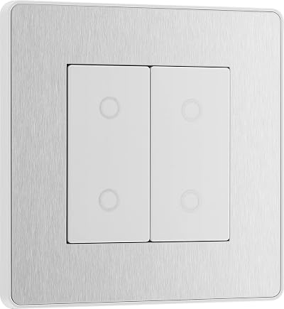 BG Double Master Touch Dimmer 2Way Trailing Edge Screwless Brushed Steel 200W