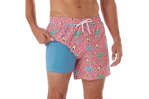 BRISIRA Mens Swim Trunks Bathing Suit 5 Inch Inseam Compression Liner Beach Swim Shorts Swimwear Quick Dry Zipper Pocket