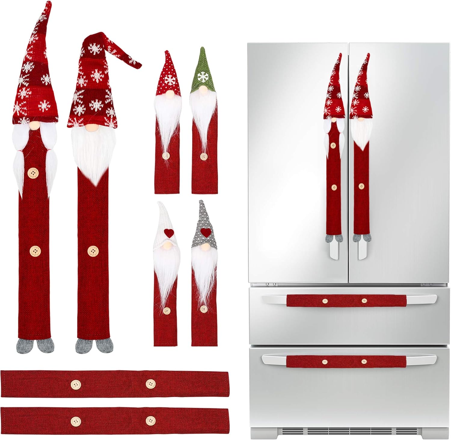Amazon Com Christmas Decorations Gnomes Refrigerator Handle Covers Set Of 8pcs Christmas Kitchen Decor Appliance Handle Covers Microwave Oven Dishwasher Fridge Door Handle Covers For Christmas Holiday Decor Home Improvement