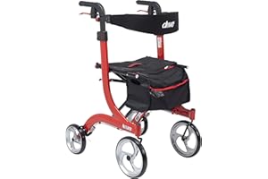 Drive Medical RTL10266-T Nitro DLX Foldable Rollator Walker with Seat, Red