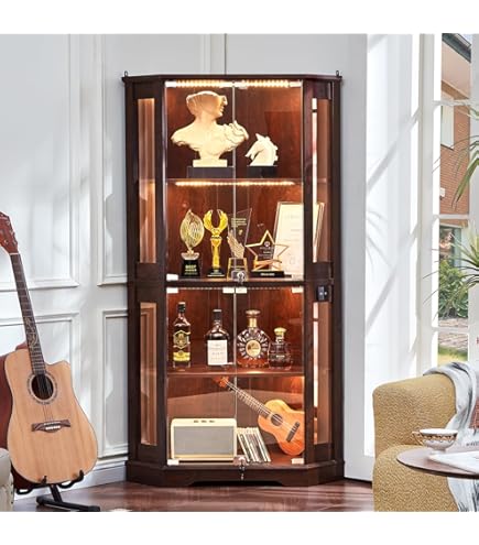 Amazon.com: Biyanuo Glass Door Corner Antique Cabinet with deep