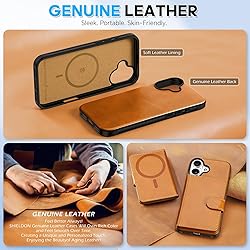 SHIELDON Genuine Leather Case for iPhone 16