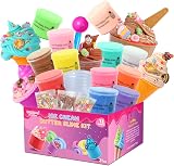 Kilpkonn 12 Pack Butter Slime Kit with Ice Cream Accessories and Mat