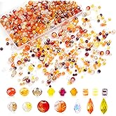 1000PCS Fall Crystal Glass Beads for Jewelry Making Crackle Orange Fall Beads for DIY Making Beaded Plants(Orange)