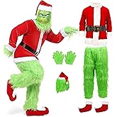 Maooye Christmas Costume Adults Men Santa Claus Suit 7PCS Deluxe Professional Furry Xmas for Adult Set