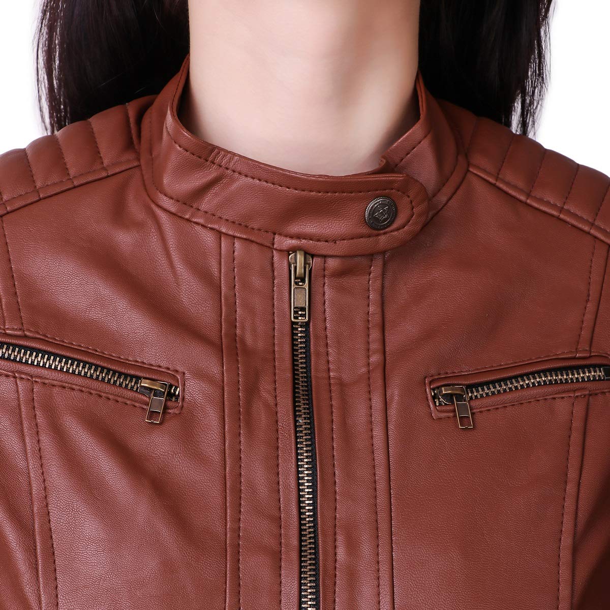 leather retail faux leather jacket for female